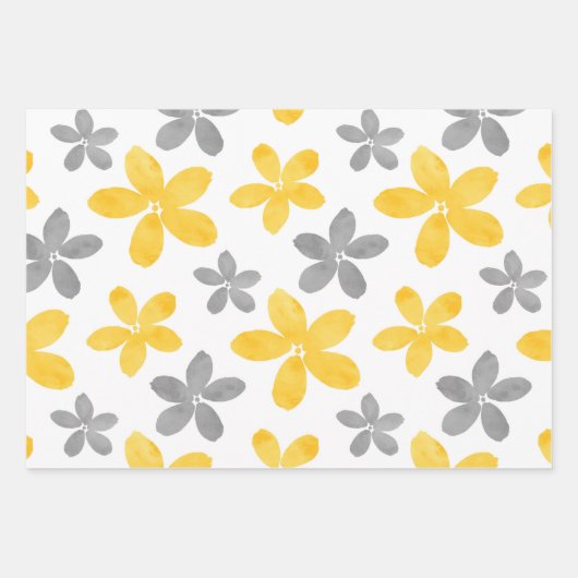 Muster der Blume Gelb/Grau Geschenkpapier Set (Vorderseite 2)