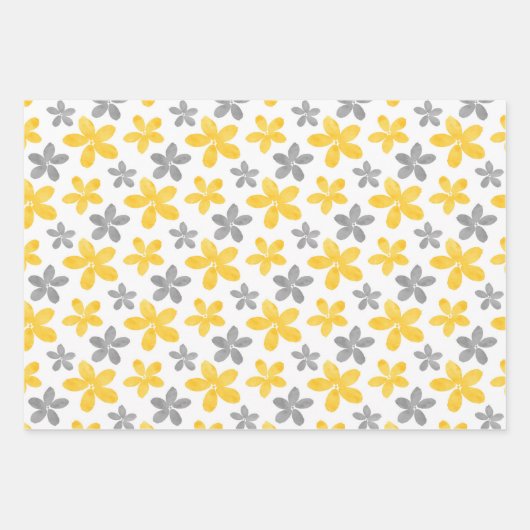 Muster der Blume Gelb/Grau Geschenkpapier Set (Vorderseite)