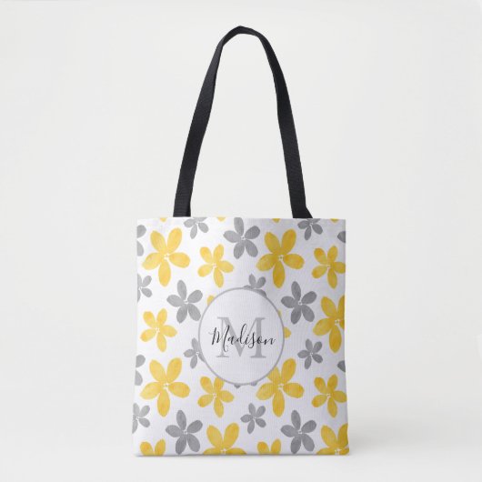 Muster der Blume Gelb/Grau Tasche (Vorderseite)