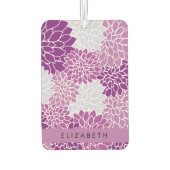 Muster der Blume, Lila Dahlia, Ihr Name Autolufterfrischer (Rückseite)