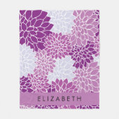 Muster der Blume, Lila Dahlia, Ihr Name Fleecedecke (Vorderseite)