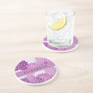 Muster der Blume, Lila Dahlia, Ihr Name Getränkeuntersetzer