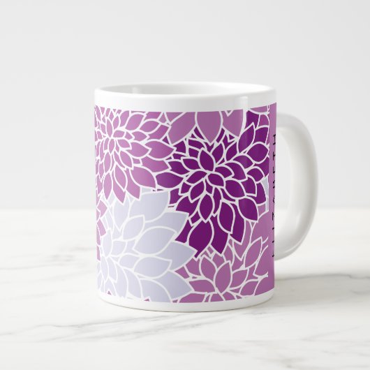 Muster der Blume, Lila Dahlia, Ihr Name Jumbo-Tasse (Vorderseite Rechts)