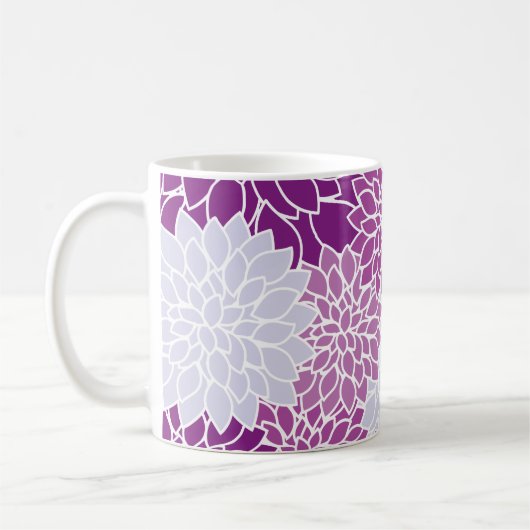 Muster der Blume, Lila Dahlia, Ihr Name Kaffeetasse (Links)