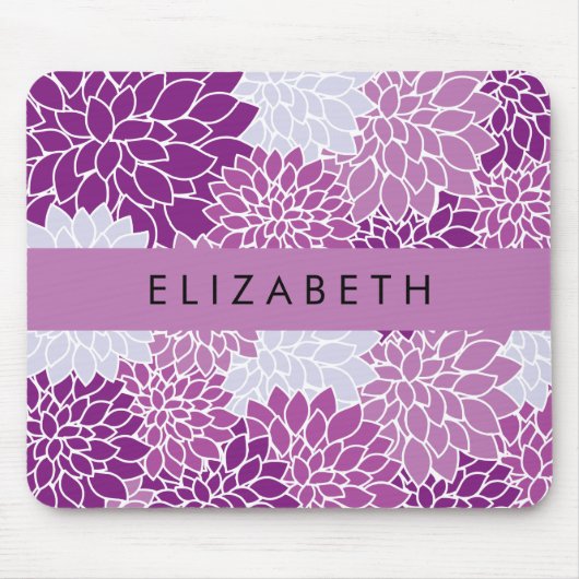 Muster der Blume, Lila Dahlia, Ihr Name Mousepad (Vorne)