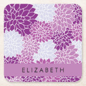 Muster der Blume, Lila Dahlia, Ihr Name Rechteckiger Pappuntersetzer (Vorderseite)