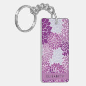 Muster der Blume, Lila Dahlia, Ihr Name Schlüsselanhänger (Vorderseite links)