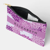 Muster der Blume, Lila Dahlia, Ihr Name Zubehörtasche (Offen)