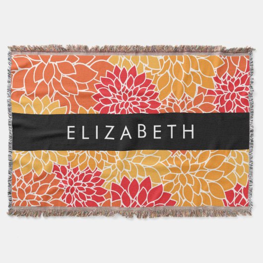 Muster der Blume, Orange Dahlia, Ihr Name Decke (Vorderseite)