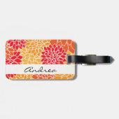 Muster der Blume, Orange Dahlia, Ihr Name Gepäckanhänger (Rückseite horizontal)