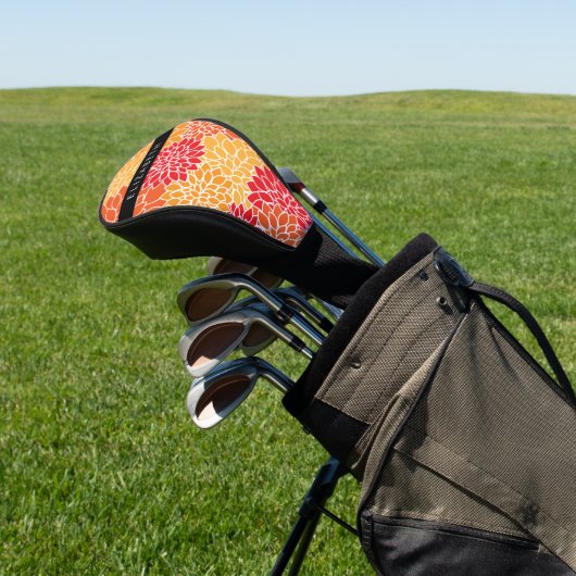 Muster der Blume, Orange Dahlia, Ihr Name Golf Headcover (In SItu)