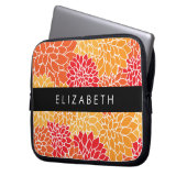 Muster der Blume, Orange Dahlia, Ihr Name Laptopschutzhülle (Vorderseite Links)