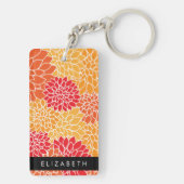 Muster der Blume, Orange Dahlia, Ihr Name Schlüsselanhänger (Rückseite)