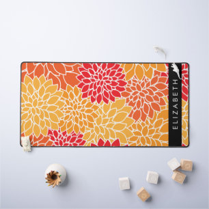Muster der Blume, Orange Dahlia, Ihr Name Schreibtischunterlage