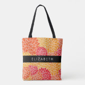 Muster der Blume, Orange Dahlia, Ihr Name Tasche (Rückseite)