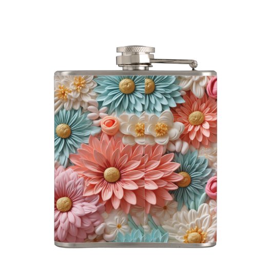 Muster der Blume Pastel Flachmann (Rückseite)