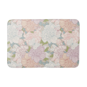 Muster der Blume Pastel Peony & Butterfly Badematte