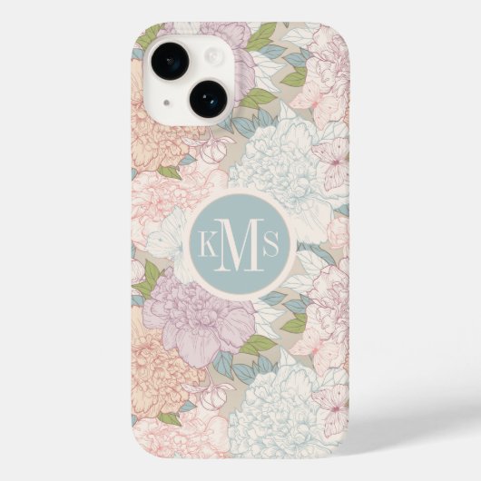 Muster der Blume Pastel Peony & Butterfly Case-Mate iPhone Hülle (Rückseite)