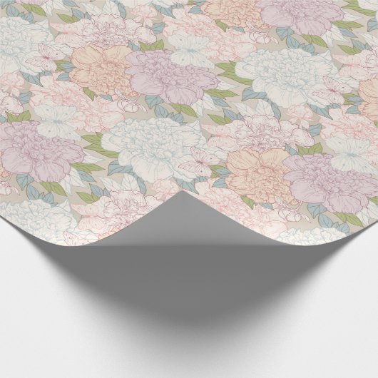 Muster der Blume Pastel Peony & Butterfly Geschenkpapier (Ecke)