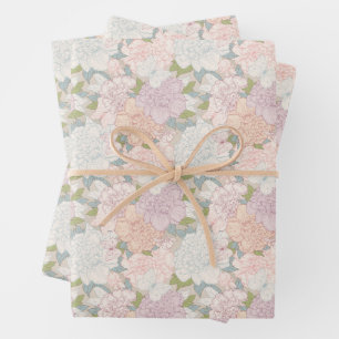Muster der Blume Pastel Peony & Butterfly Geschenkpapier Set