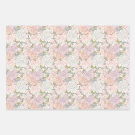 Muster der Blume Pastel Peony & Butterfly Geschenkpapier Set (Vorderseite)
