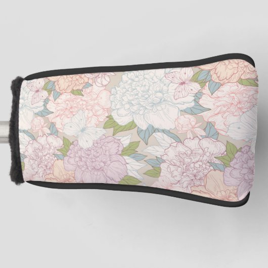 Muster der Blume Pastel Peony & Butterfly Golf Headcover (Vorderseite)