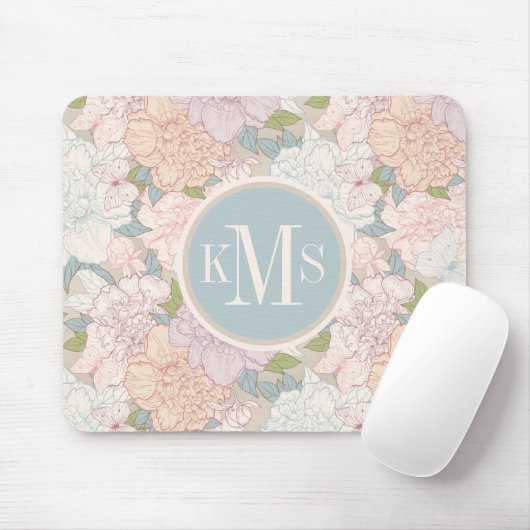 Muster der Blume Pastel Peony & Butterfly Mousepad (Mit Mouse)