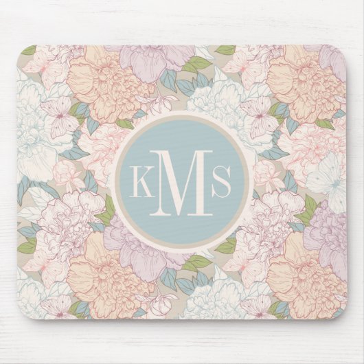 Muster der Blume Pastel Peony & Butterfly Mousepad (Vorne)