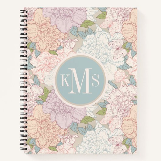 Muster der Blume Pastel Peony & Butterfly Notizblock (Vorderseite)