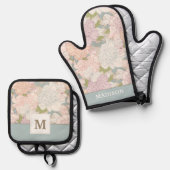 Muster der Blume Pastel Peony & Butterfly Ofenhandschuh & Topflappen-Set (Vorderseite/Rückseite)