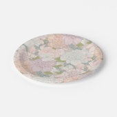 Muster der Blume Pastel Peony & Butterfly Pappteller (Schrägansicht)