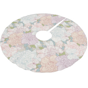 Muster der Blume Pastel Peony & Butterfly Polyester Weihnachtsbaumdecke