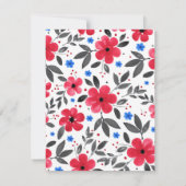 Muster der Blume Rot, Blau, Grau Einladung (Rückseite)