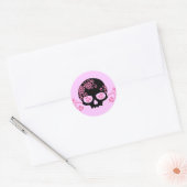 Muster der Blume Skull und Pink Runder Aufkleber (Umschlag)
