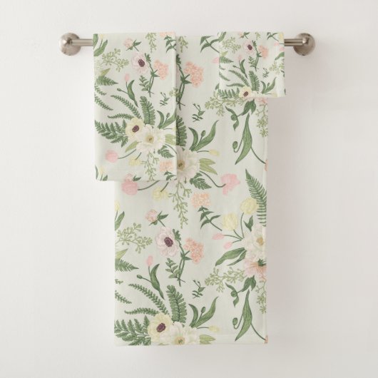 Muster der Blume "Soft Minze Green Garden" Badhandtuch Set (Insitu)