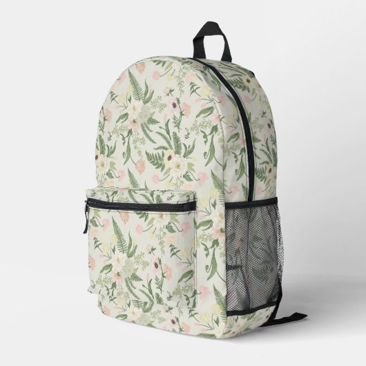 Muster der Blume "Soft Minze Green Garden" Bedruckter Rucksack (Rückseitige Ecke Rechts)