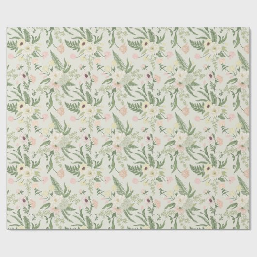 Muster der Blume "Soft Minze Green Garden" Geschenkpapier (Flach)