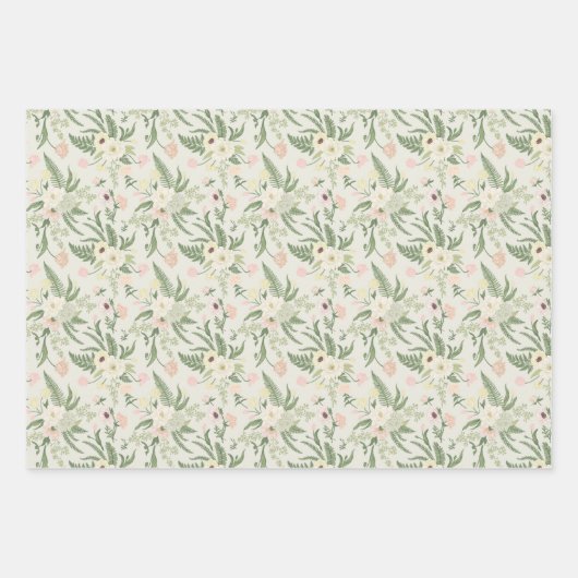 Muster der Blume "Soft Minze Green Garden" Geschenkpapier Set (Vorderseite 3)