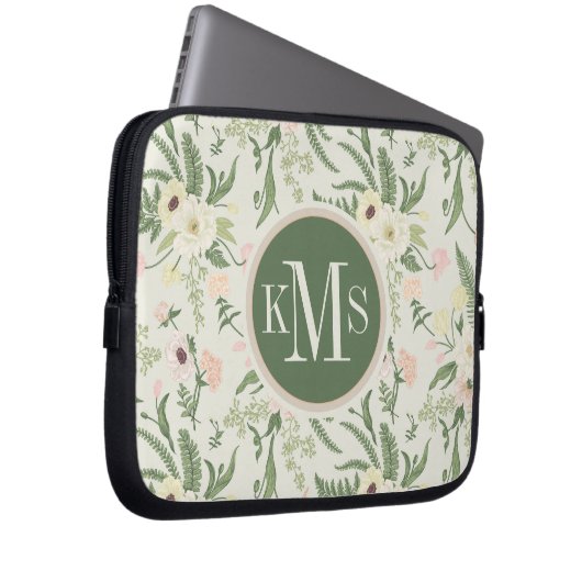 Muster der Blume "Soft Minze Green Garden" Laptopschutzhülle (Vorne Rechts)