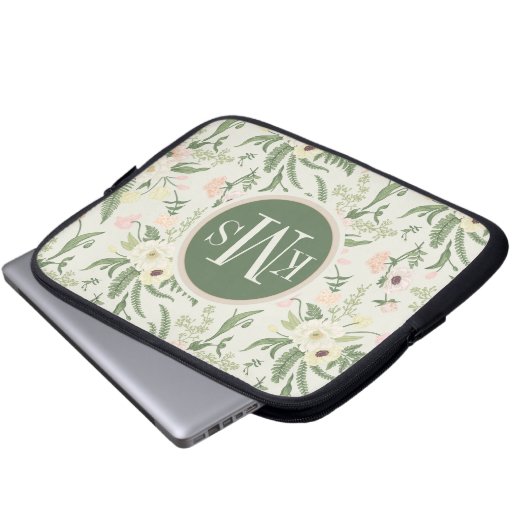 Muster der Blume "Soft Minze Green Garden" Laptopschutzhülle (Vorne Knopf)