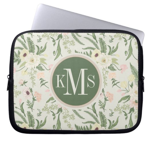 Muster der Blume "Soft Minze Green Garden" Laptopschutzhülle (Vorderseite)