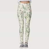Muster der Blume "Soft Minze Green Garden" Leggings (Vorderseite)