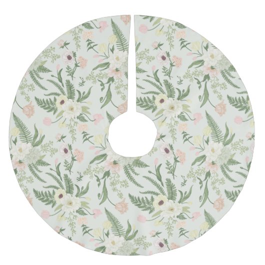 Muster der Blume "Soft Minze Green Garden" Polyester Weihnachtsbaumdecke (Vorderseite)