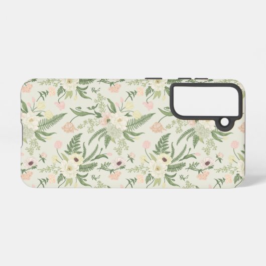 Muster der Blume "Soft Minze Green Garden" Samsung Galaxy Hülle (Rückseite (Horizontal))