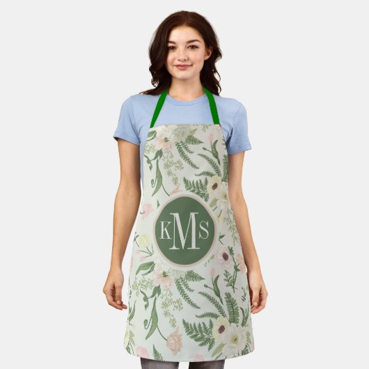 Muster der Blume "Soft Minze Green Garden" Schürze (Getragen)