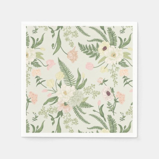 Muster der Blume "Soft Minze Green Garden" Serviette (Vorderseite)