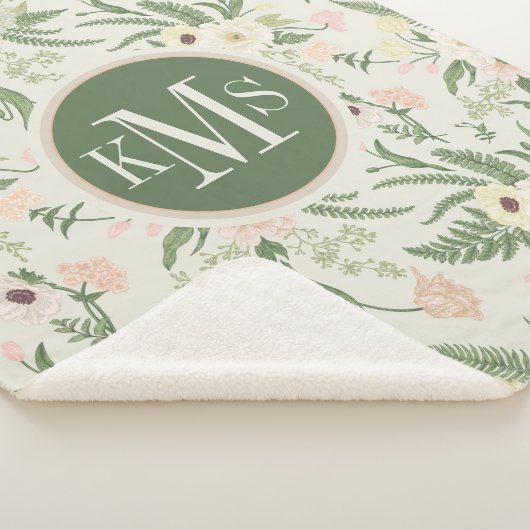 Muster der Blume "Soft Minze Green Garden" Sherpadecke (3/4)
