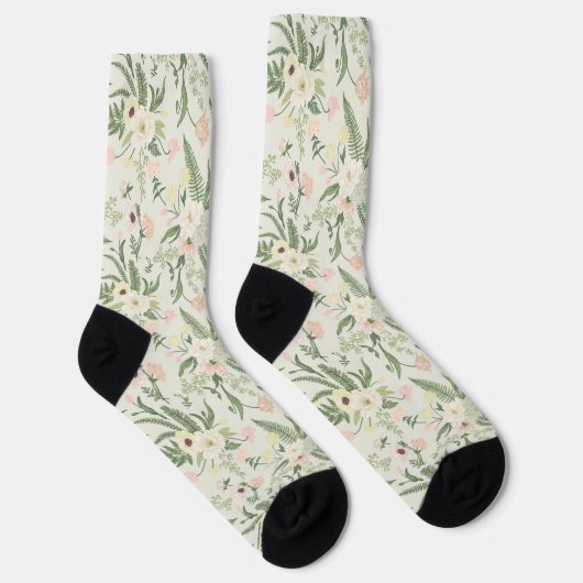 Muster der Blume "Soft Minze Green Garden" Socken (Rechts)