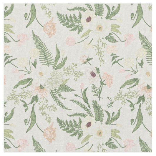 Muster der Blume "Soft Minze Green Garden" Stoff (Nahaufnahme)
