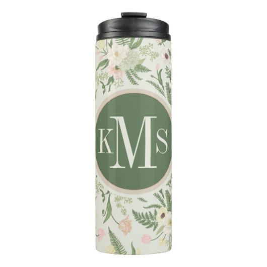 Muster der Blume "Soft Minze Green Garden" Thermosbecher (Vorderseite)